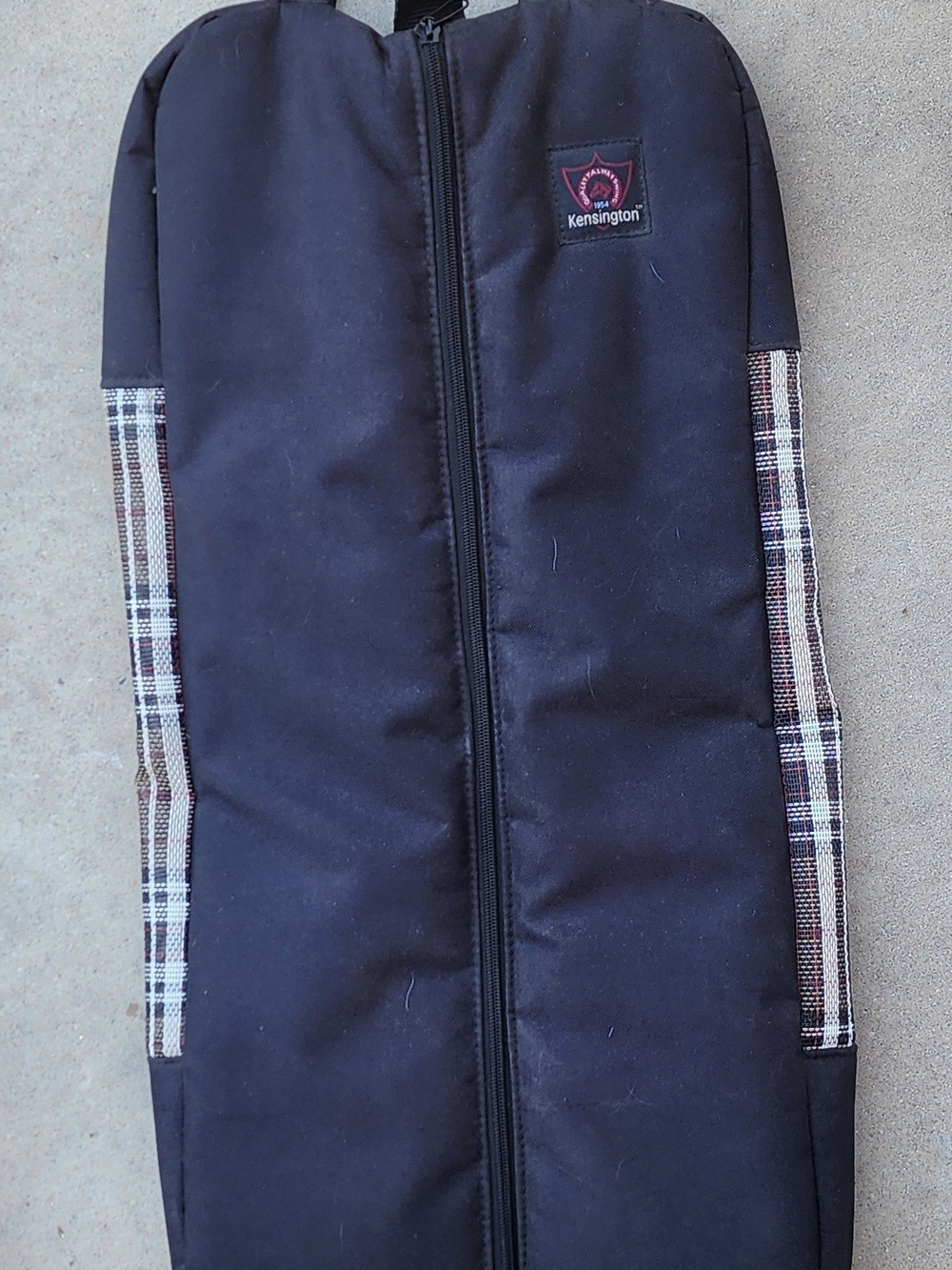 Kensington Black Bridle Bag with Plaid Trim